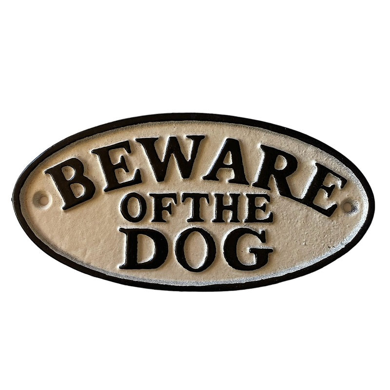 Beware of the Dog Oval Sign