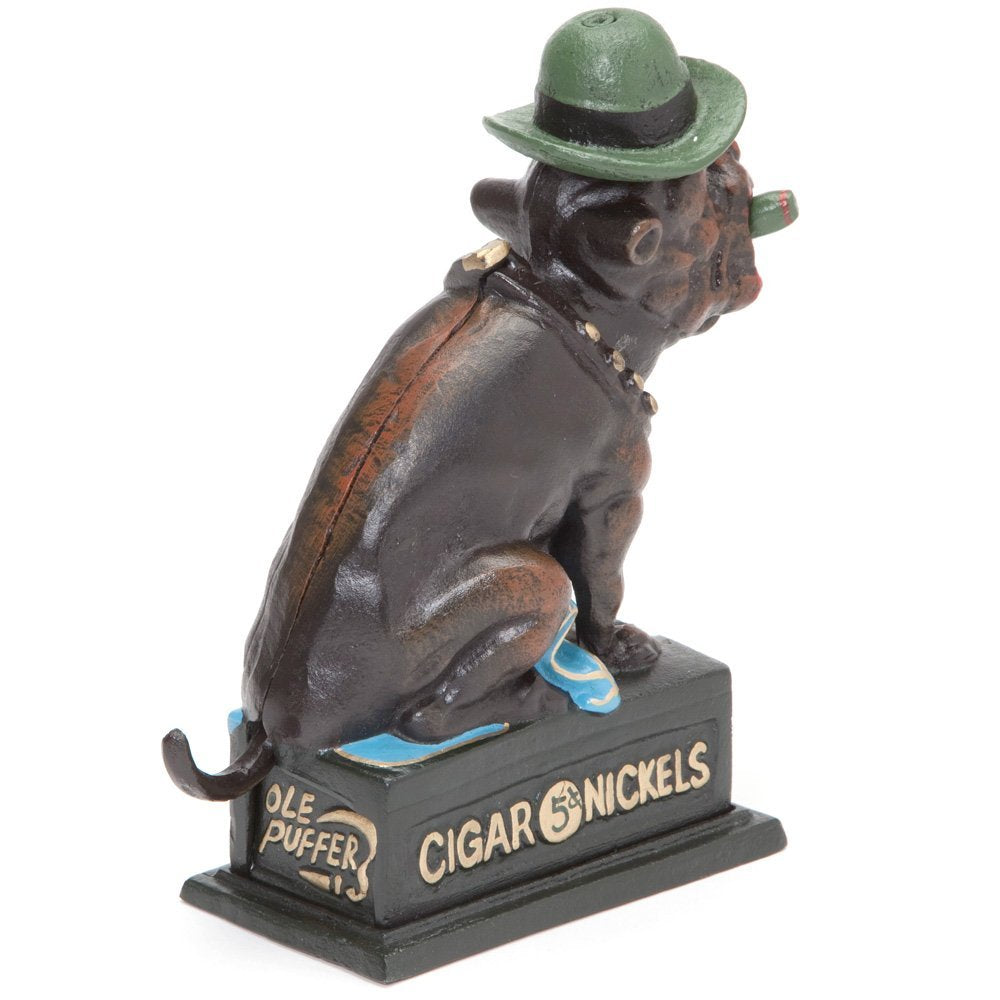 Bulldog Cigar Mechanical Bank with Hat