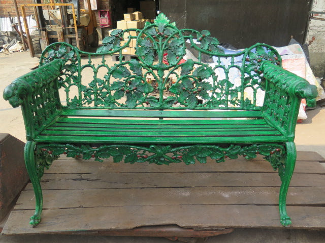 Cast Iron Victorian Style Dog Head Bench