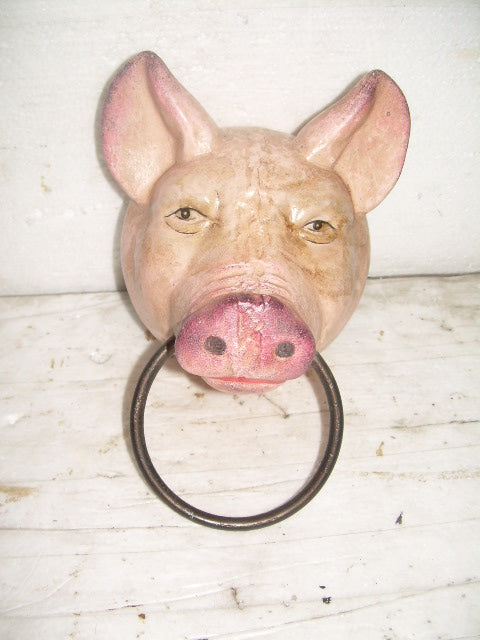 Pig Head  W/Metal Ring