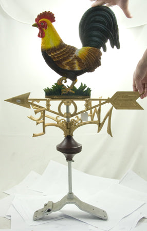 Rooster Weather Vane With L Wall Mount / Ridge Mount
