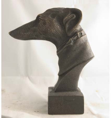 Whippet Head Bust Bronze