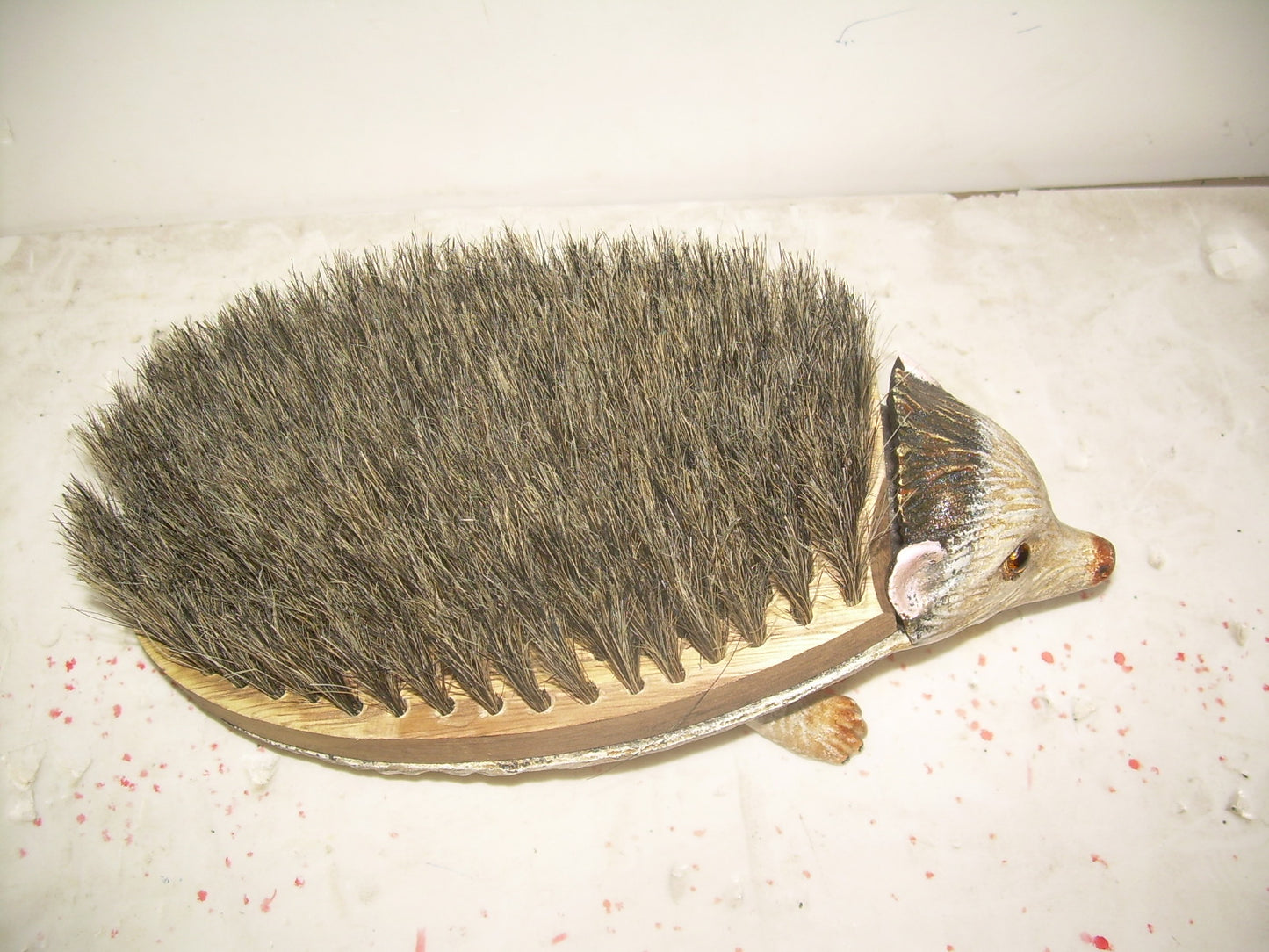 Hedgehog Foot Brush With Glass Eyes