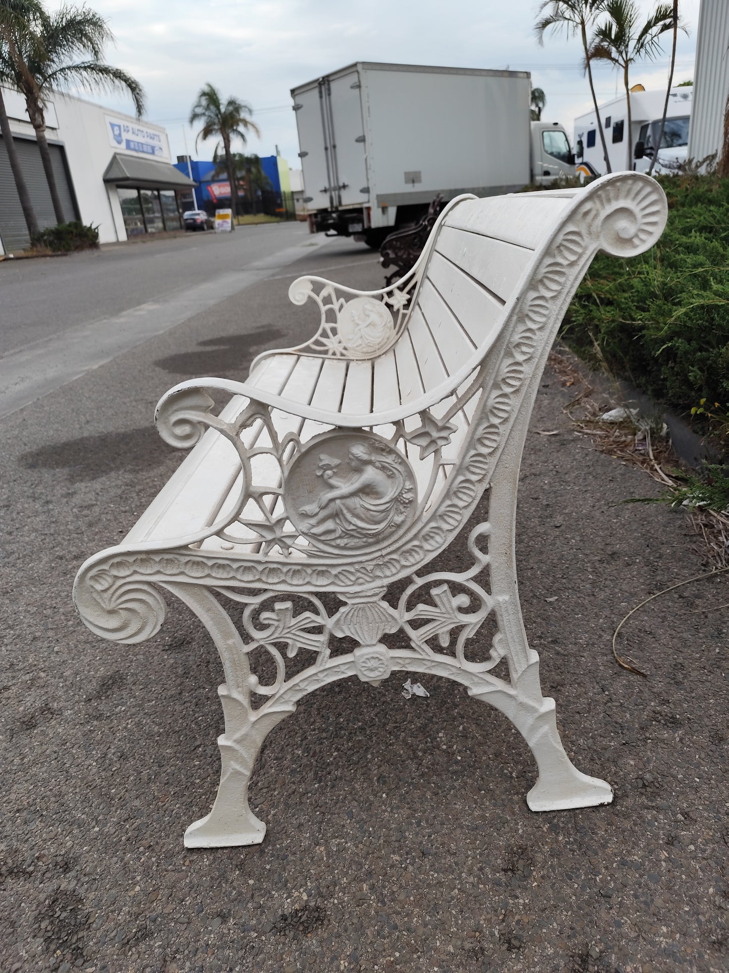 Cast Iron Two Seater Bird and Lady Bench