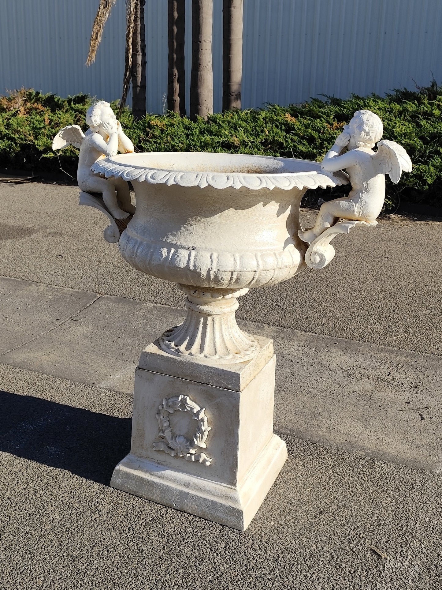 Cast Iron Two Cherub Urn 116cm