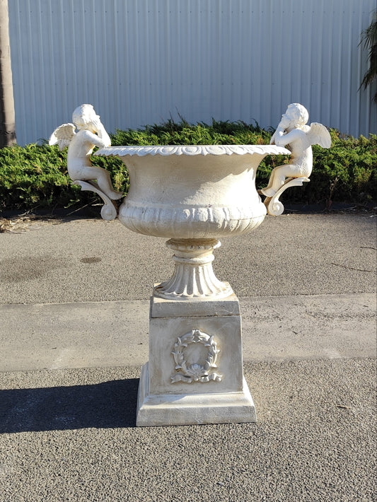 Cast Iron Two Cherub Urn 116cm