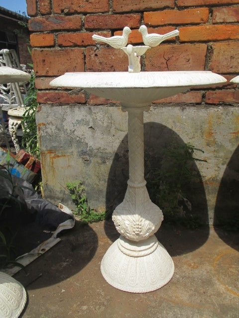 Double Bird Bath W/ Standing Angle and Two Swans