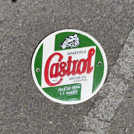 Castrol TT Round Sign Green Background