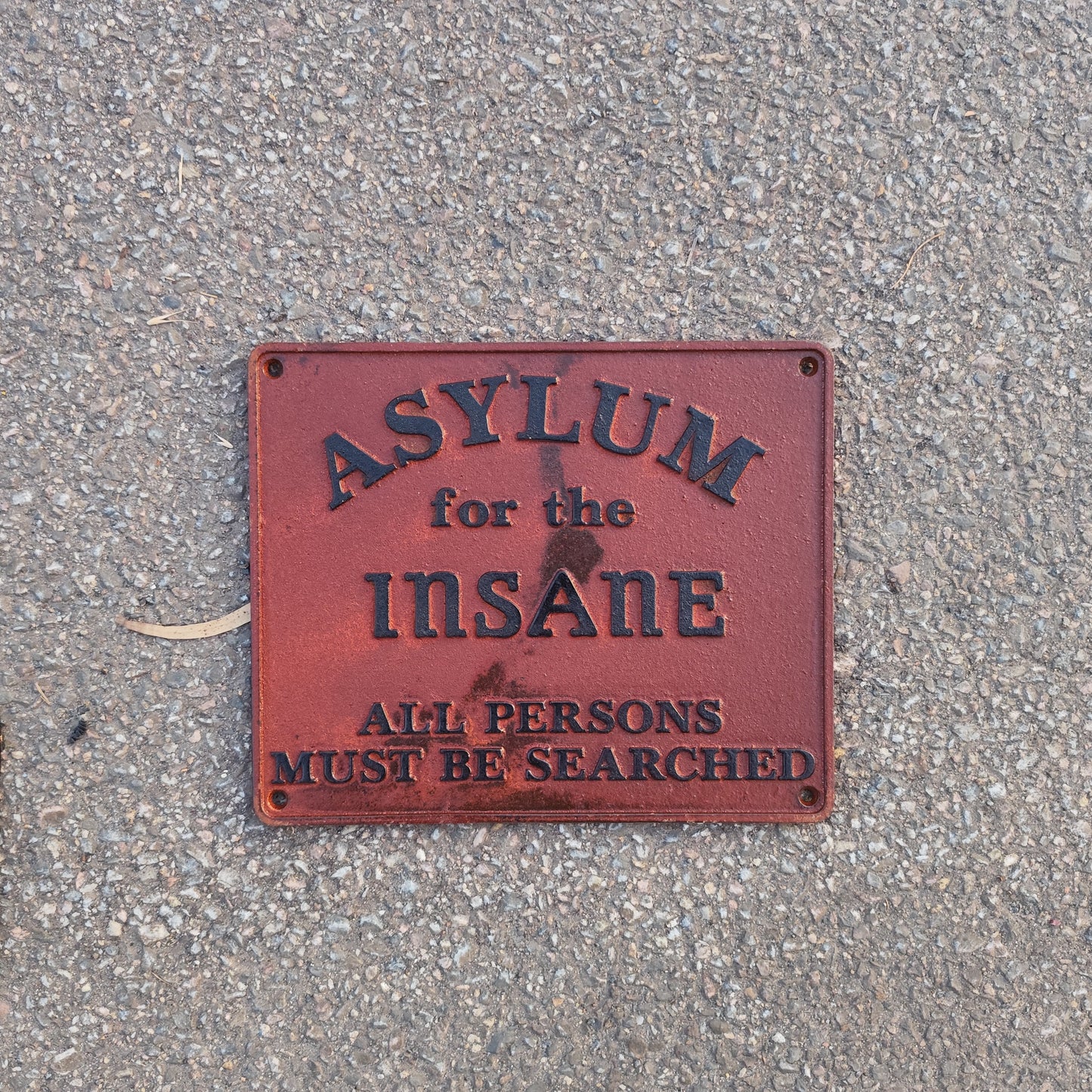 Asylum for the insane sign