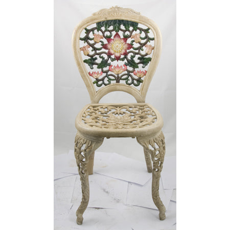 Cast Iron Garden Chair with Floral Pattern