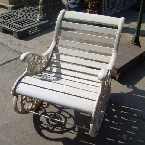 Cast Iron Rocking Chair with Wooden Slates