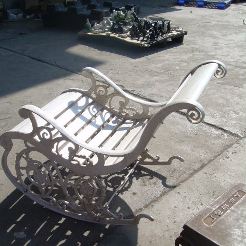 Cast Iron Rocking Chair with Wooden Slates